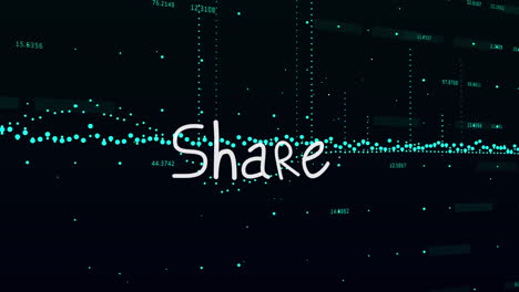 animación de texto compartido y procesamiento de datos sobre fondo negro