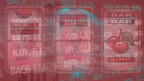 animación de datos financieros sobre una máquina de juegos