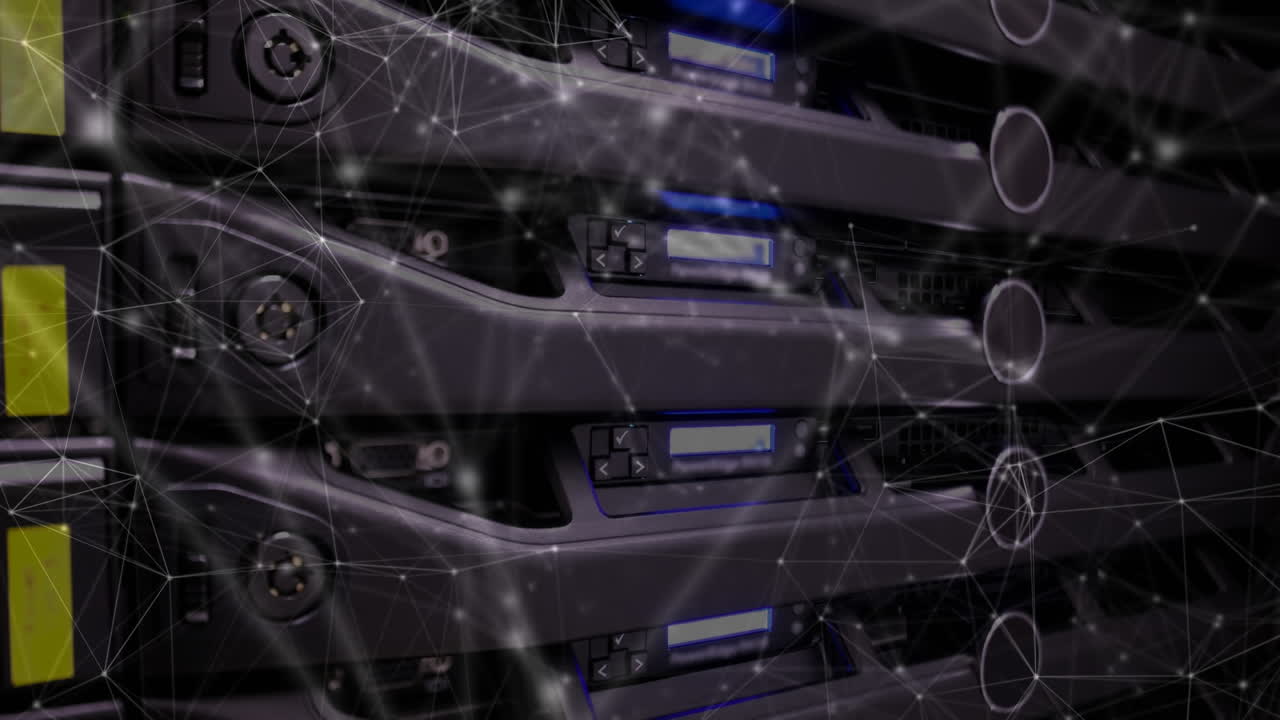 animación de la red de conexiones a través del hardware del servidor informático
