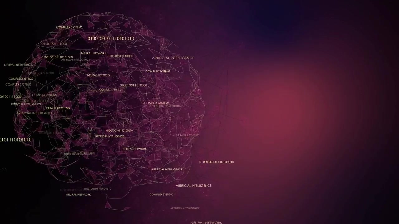 Abstract Artificial Intelligence Brain with Neural Network and Binary Code