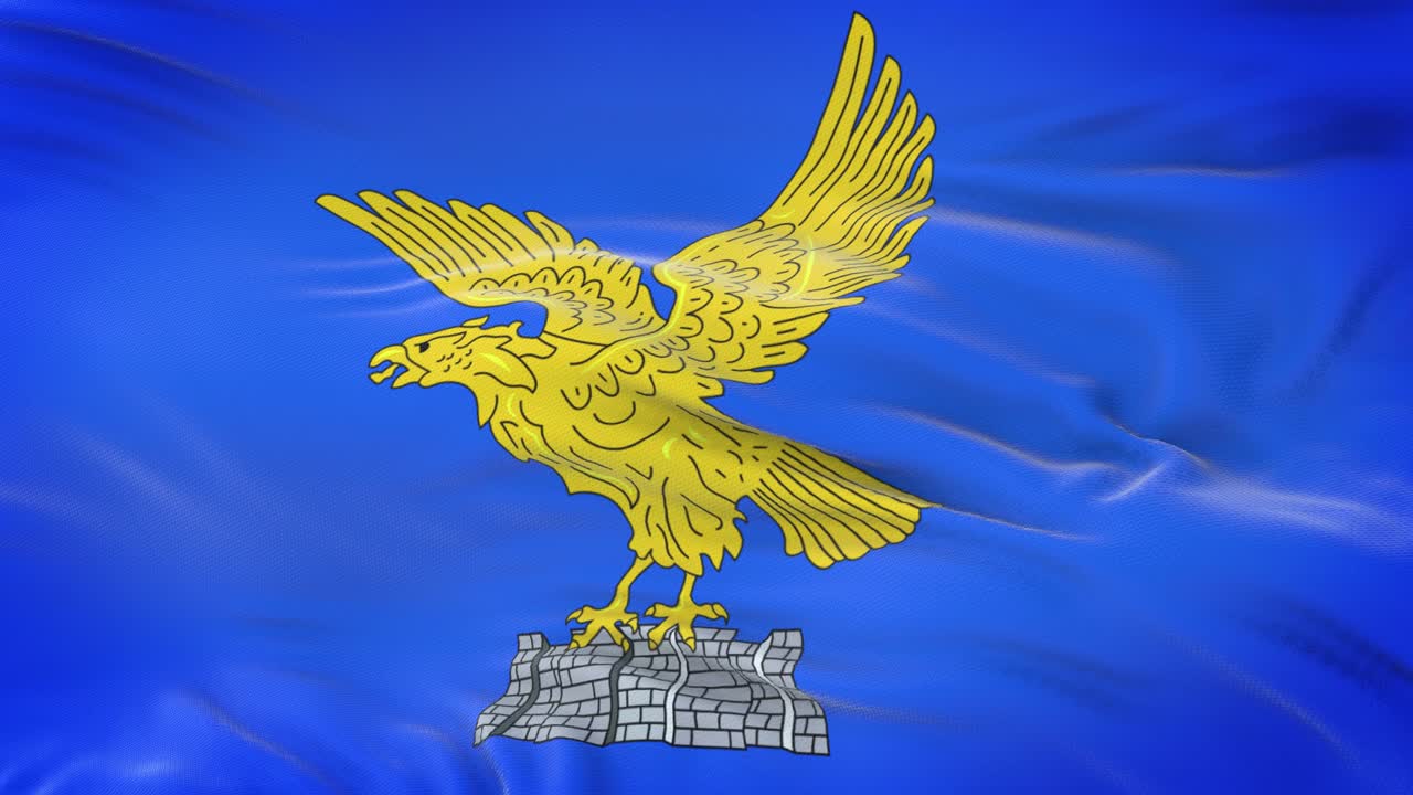 Bandiera del Friuli Venezia Giulia (Regione d'Italia) che sventola al vento con texture del tessuto altamente dettagliata. Loop continuo