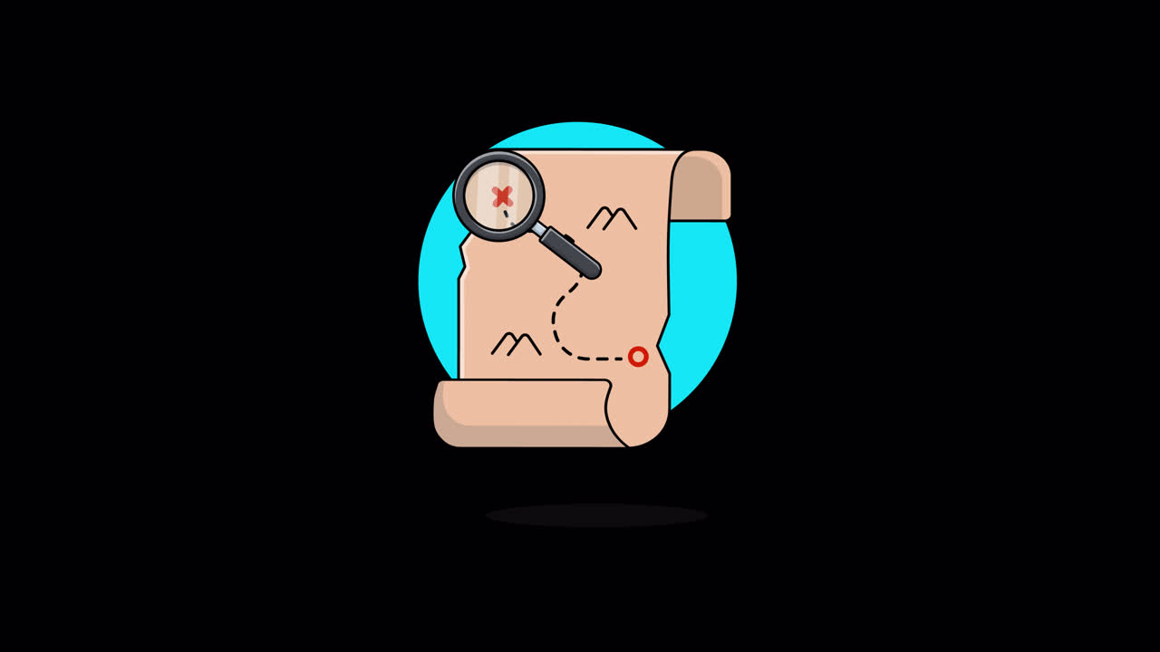 Animated Magnifying Glass Tracing Path on Treasure Map