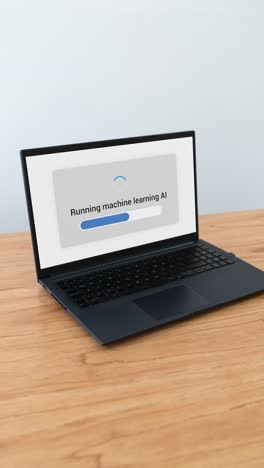 computer running machine learning ai software. concept of development of artificial intelligence. vertical shot.