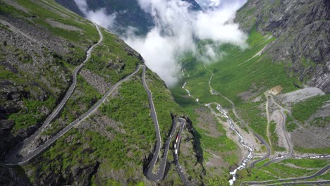 troll's path trollstigen or trollstigveien winding mountain road.