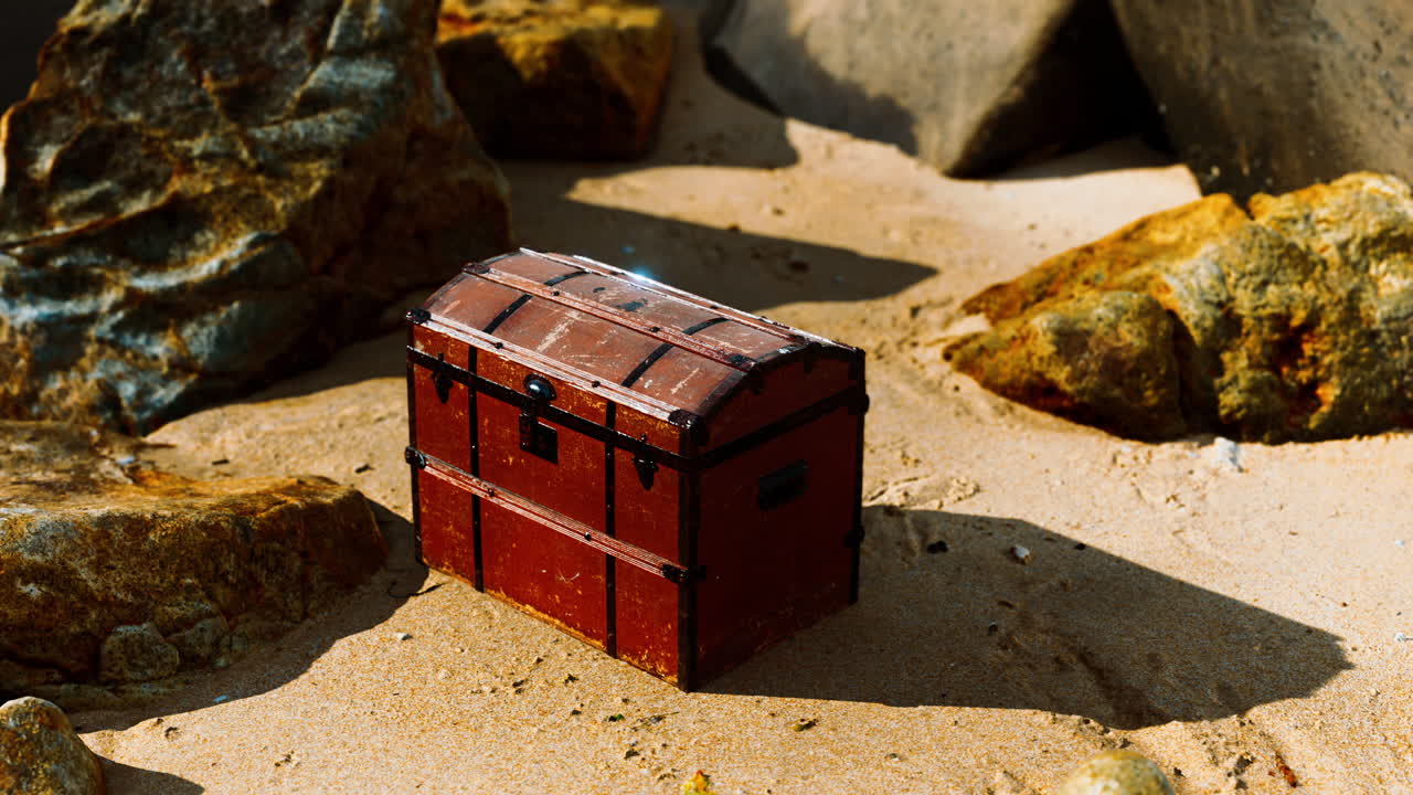 해변 에 있는 모래 언덕 에 있는 보물 상자