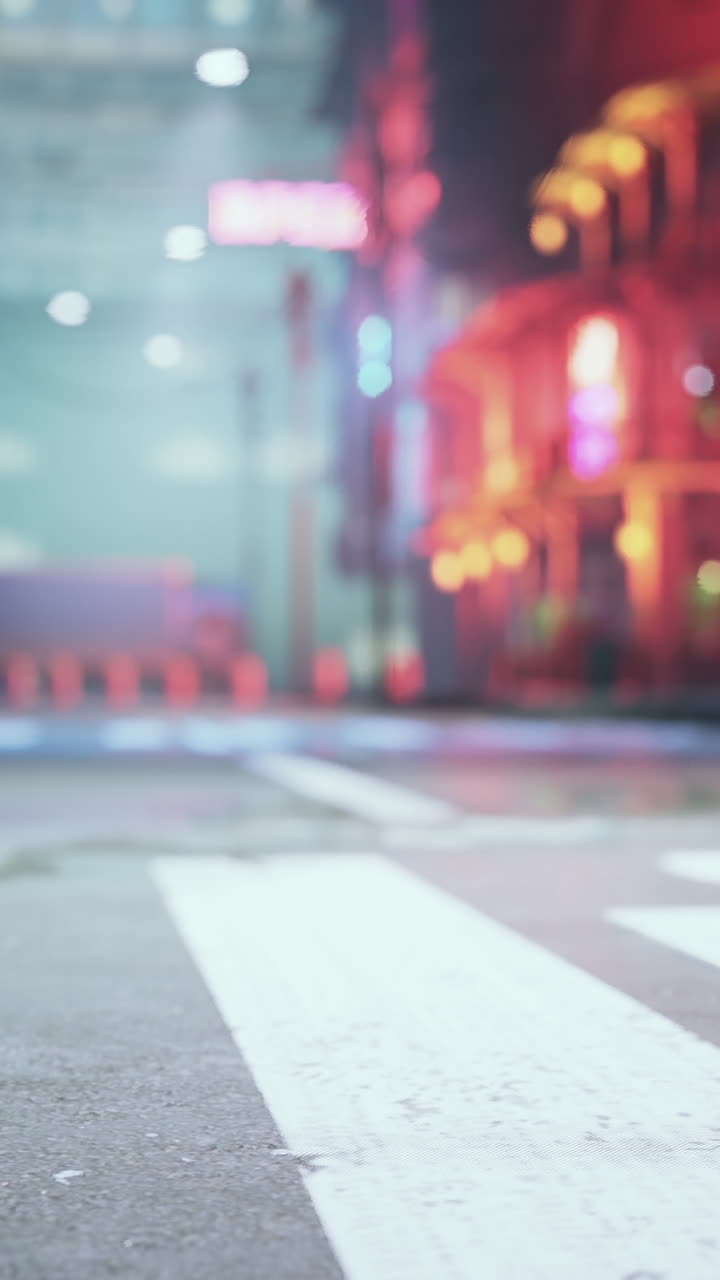 밤에 도시 거리의 흐릿한 전망