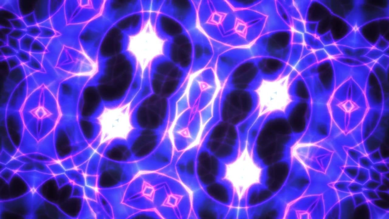 Sfondo Animato con Motivo Caleidoscopico Astratto Blu Neon