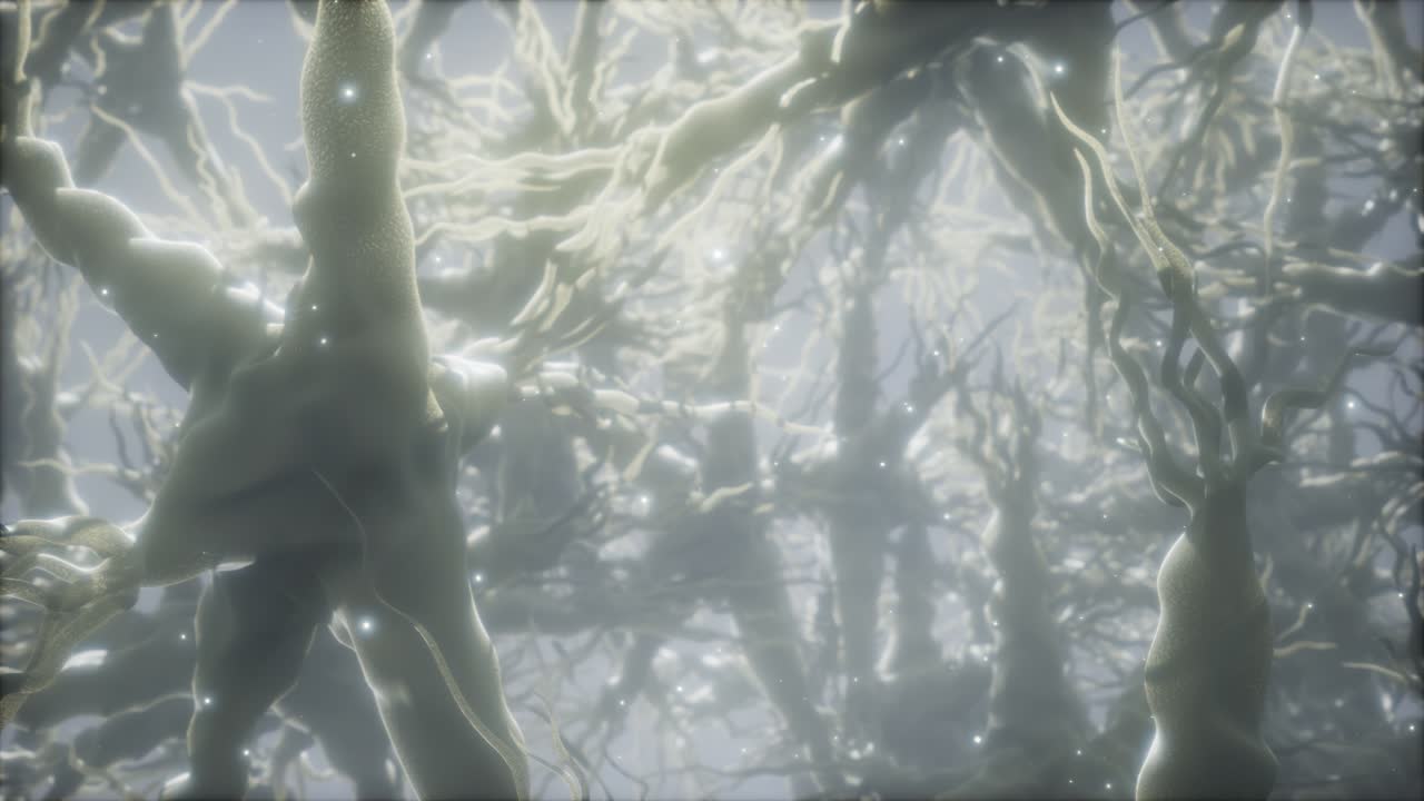 viaje a través de una red de células neuronales dentro del cerebro