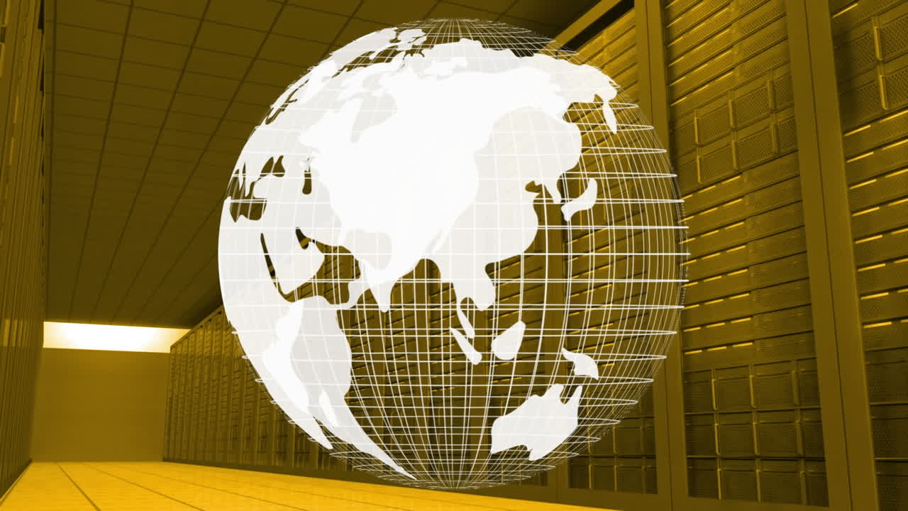 animación del globo sobre servidores de computadoras