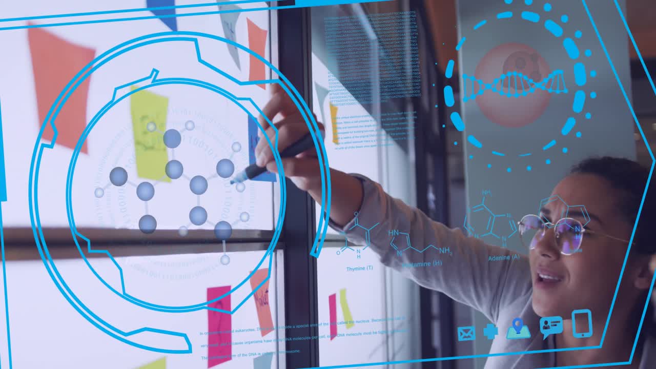animación del procesamiento de datos sobre diversas personas de negocios en la oficina