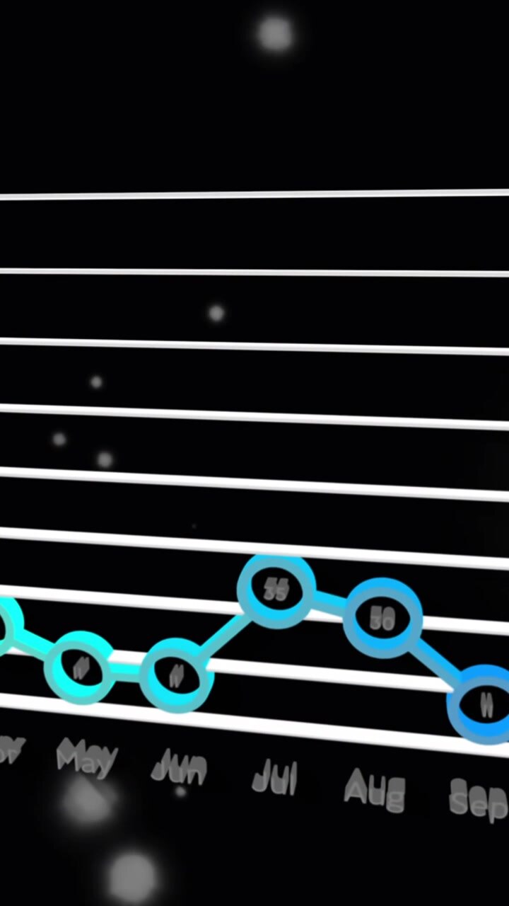 Animation of data processing over light spots on black background