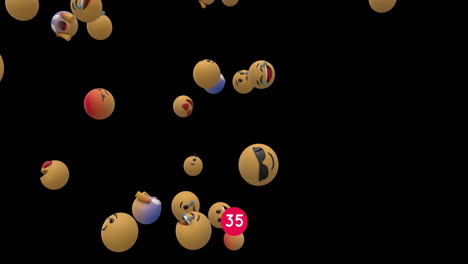 Increasing-numbers-on-round-red-banner-over-multiple-face-emojis-floating-against-black-background