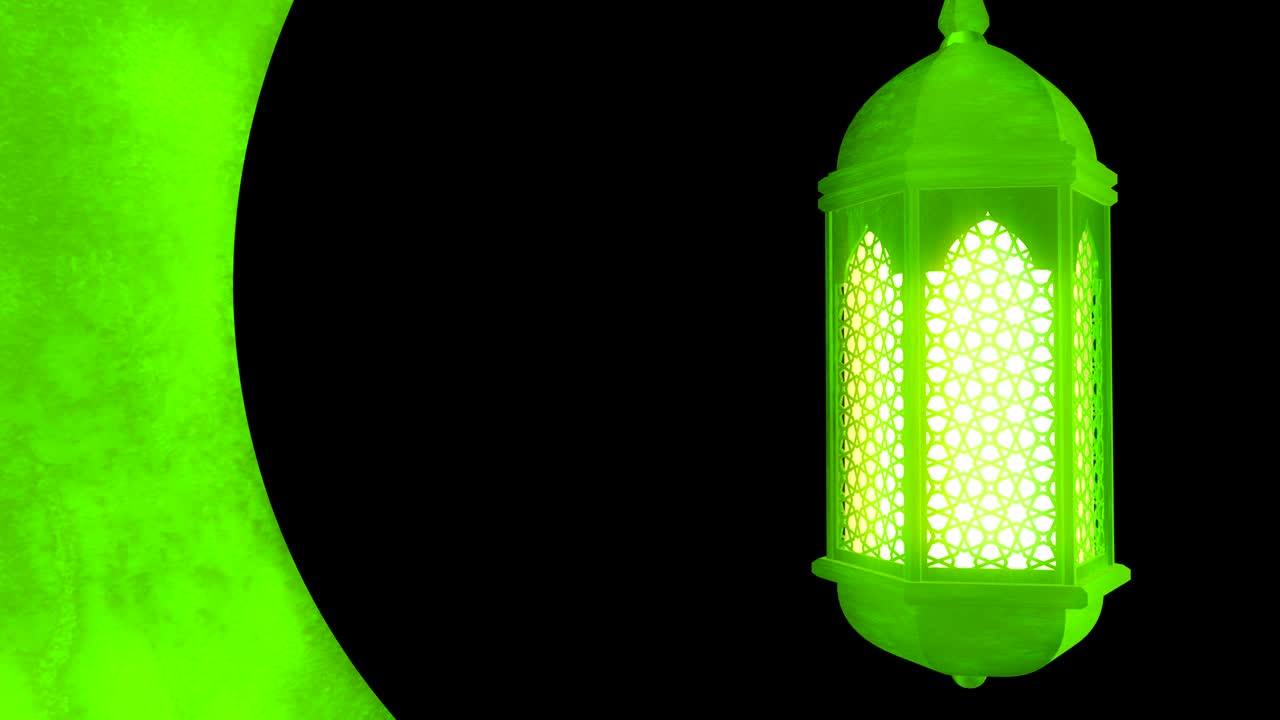빛나는 축제 랜턴은 어두운 배경에 달에 매달려 있습니다. ramadan kareem 이슬람 운동 배경 3d loopable 애니메이션.