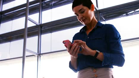 Frau-Benutzt-Mobiltelefon