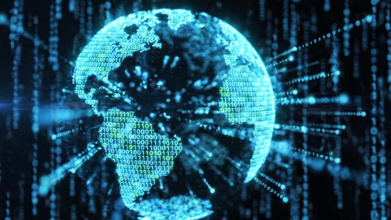 A Digital Representation of the Earth Enveloped in Binary Code, Illustrating the Fusion of Technology and Global Connectivity in a Virtual Space