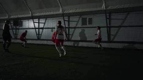 women's indoor soccer team practicing