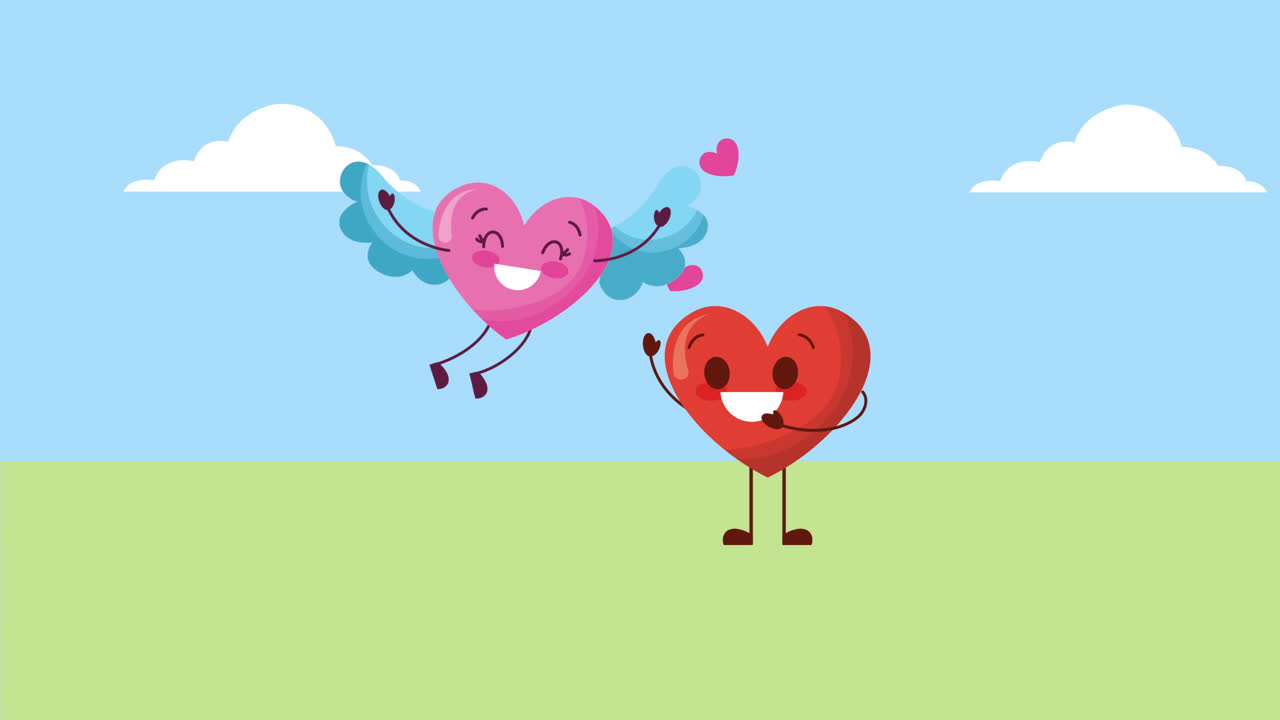 발렌타인 카드: 사랑의 커플 마음의 필드 캐릭터