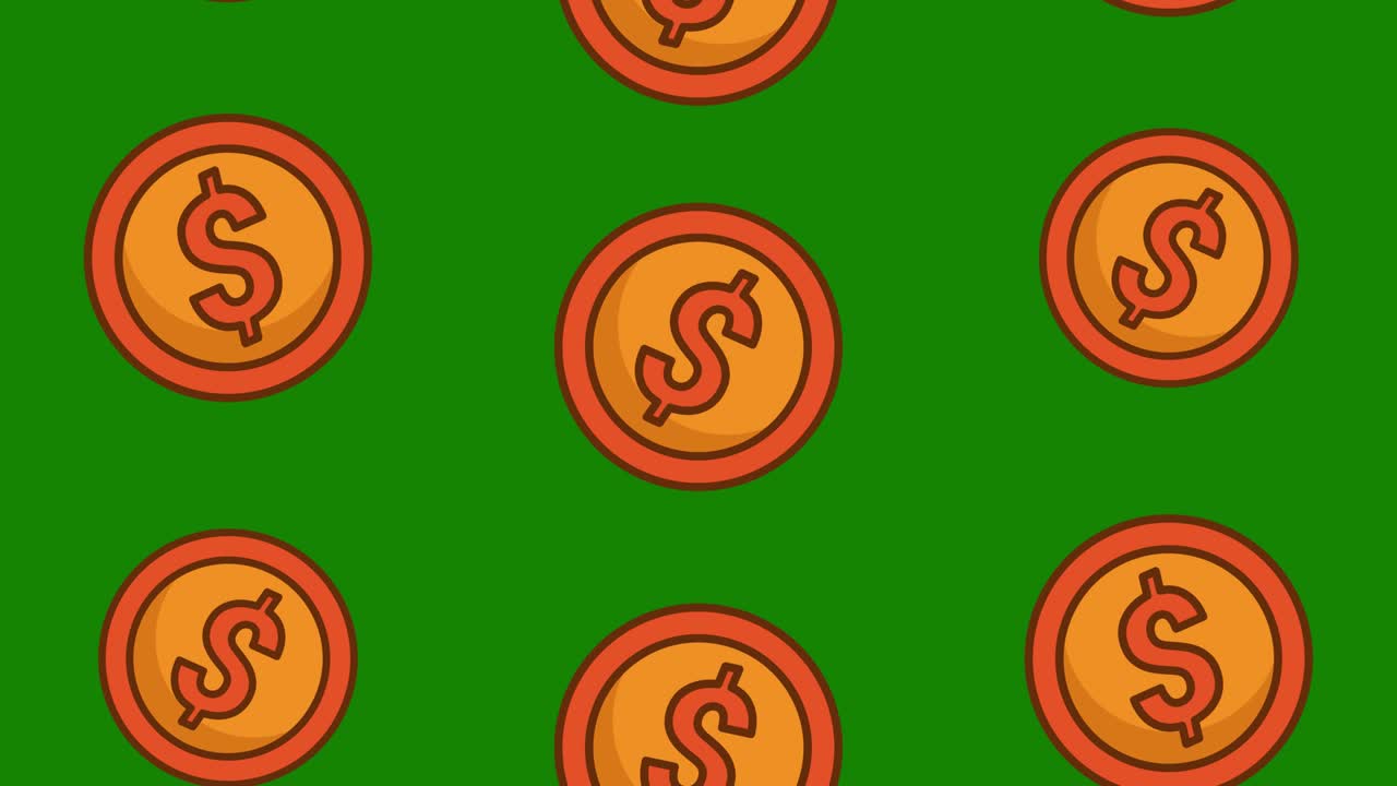 moeda caindo animação fundo dollar.4k vídeo