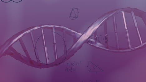 Animation-of-mathematical-equations,-data-processing-over-dna-strand-spinning