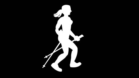 a set of 3 different animations of skiers walking. a thin brunette with a tail in glasses, a fashionable dude with a stylish hairstyle and cool glasses, a blonde in a red t-shirt.