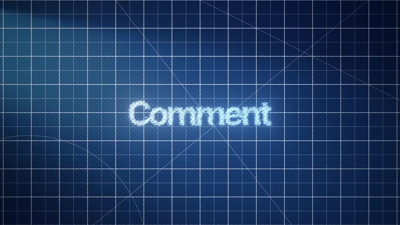 Animated Comment Text on Blue Grid Background