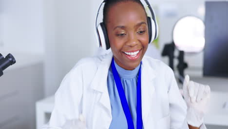 Dance,-doctor-and-black-woman-with-laptop-music