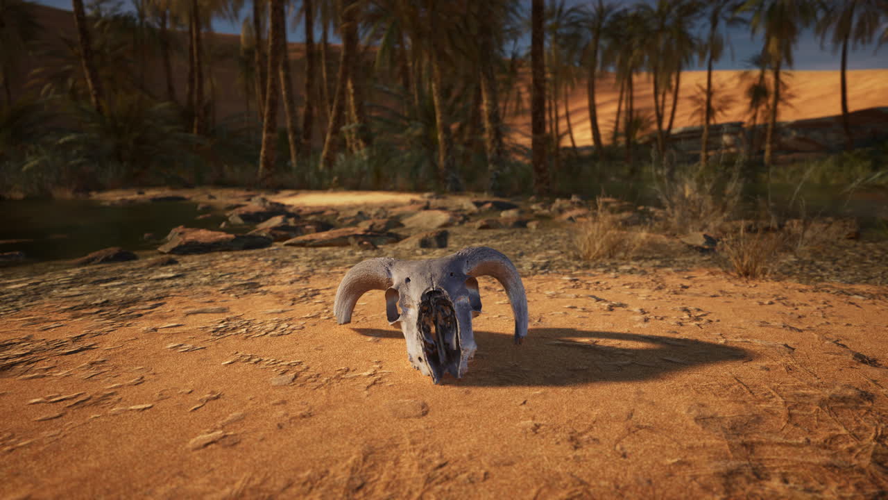 Teschio di ariete nel deserto