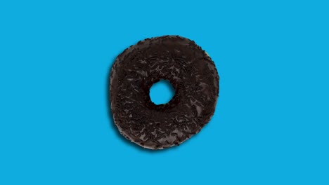 chocolate doughnut rotates on a blue background. simple motion graphics food animation