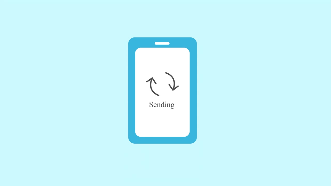 Animated Smartphone Icon Showing Data Transfer and Sending Process