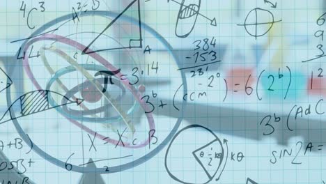 animation of mathematical equations over model in classroom