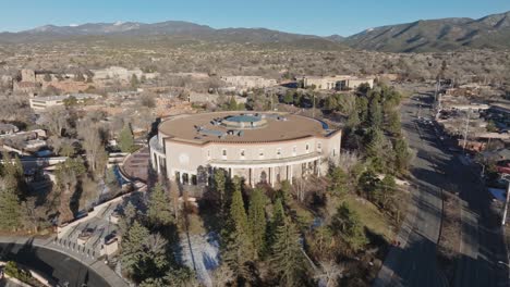 new mexico state capitol building in santa fe, new mexico with drone video circling