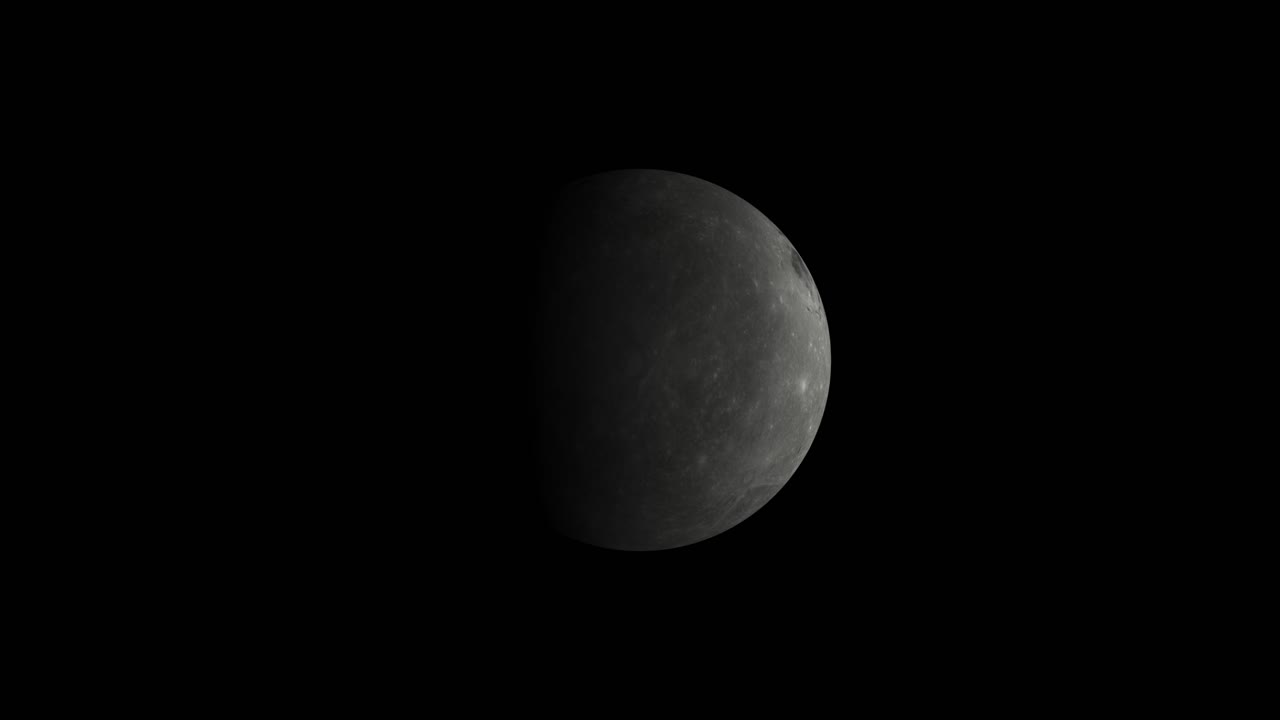 The moon in space rotating realistic 3d animation