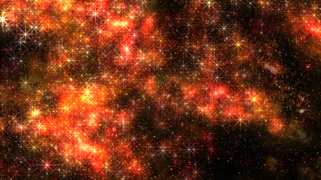 universo con estrellas voladoras con destellos y nubes rojas