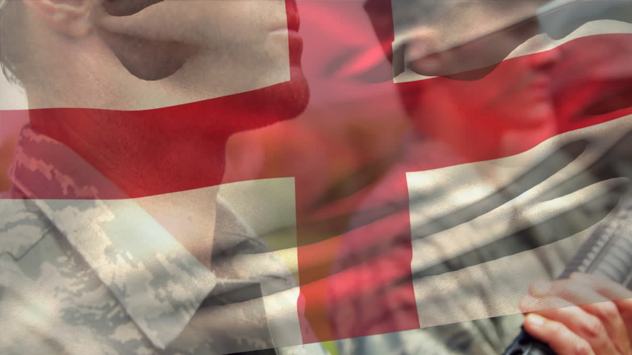 다양한 군인 위에 잉글랜드의  ⁇ 발의 애니메이션