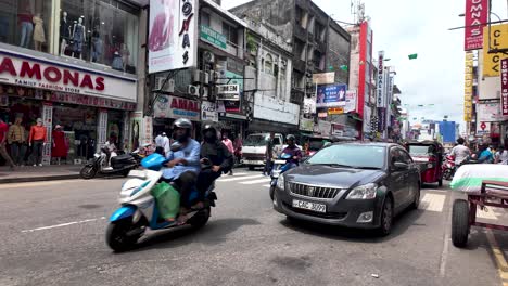 busy street scene in colombo, sri lanka