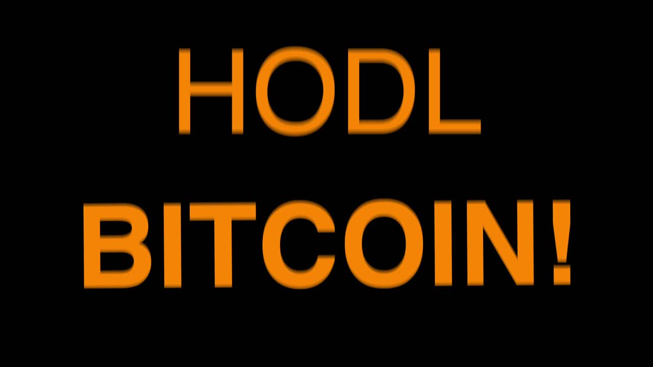 Hodl Bitcoin Text Animation with Bold Typography and Flashing Crypto Style Motion on Dark Background