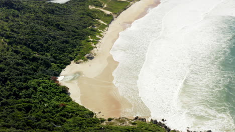 Aerial-view-of-Lagoinha-Do-Leste-beach,-Florianopolis,-Santa-Catarina,-Brasil