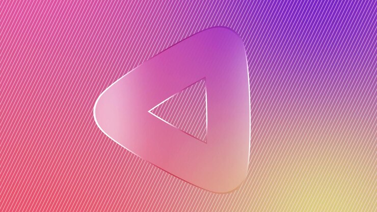 Rotating Glass Triangle with Vibrant Gradient Background
