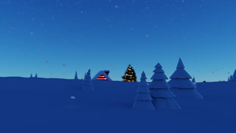 snowy christmas village scene