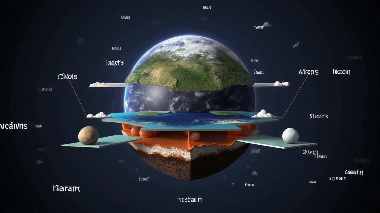 Conceptual 3D Animation of Earth and Flat Earth Model