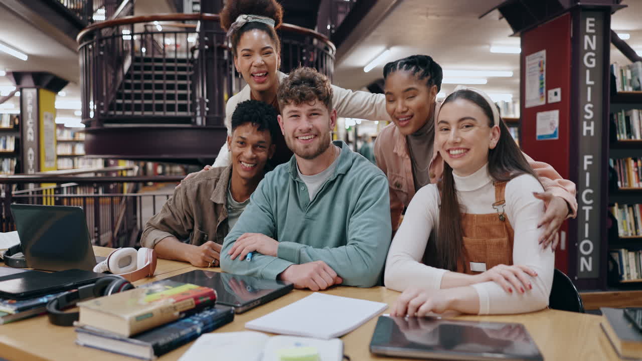 Happy Students in Library