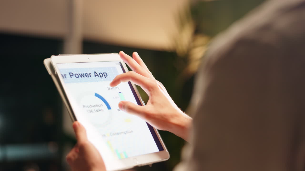 Tablet showing battery and weather app