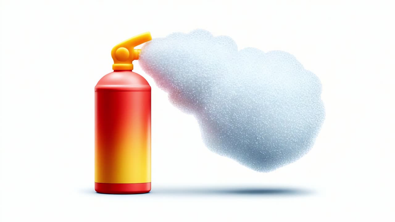 An illustration of a fire extinguisher emitting foam, showcasing safety equipment's importance in emergency situations and effective fire control measures