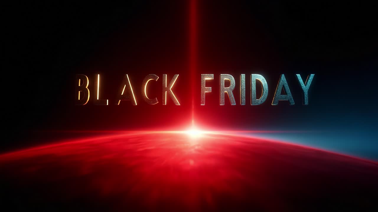 Captivating Visuals of a Celestial Black Friday Theme, Highlighting the Words in Vibrant Colors Against a Dark Starry Background, Bringing Energy and Excitement to The Shopping Experience