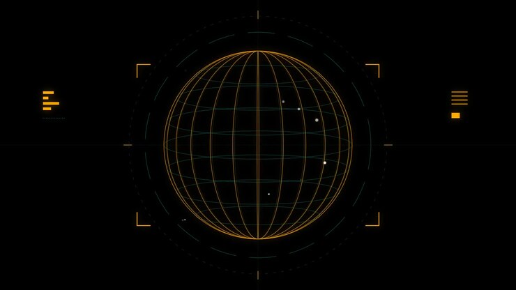 Digital Globe Interface with Rotating Grid and Data Points