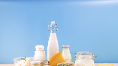 assorted dairy items displayed on a table