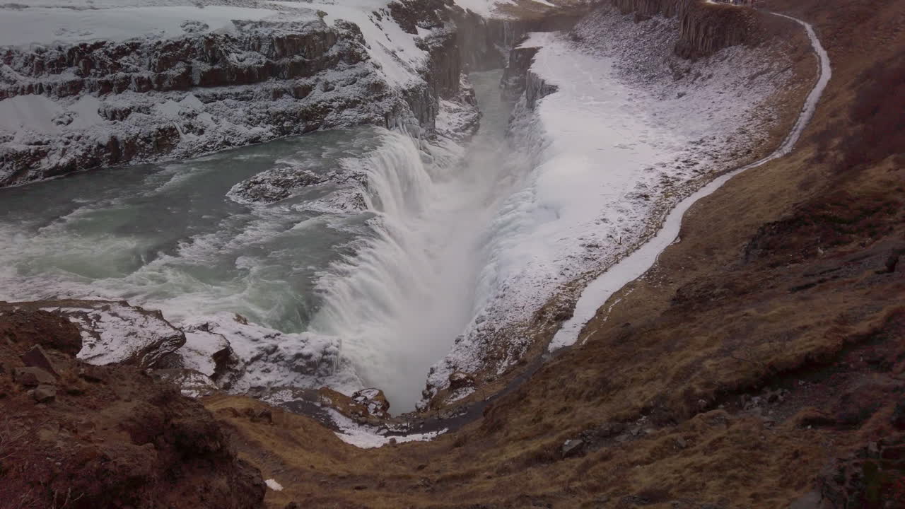 islandia gulfoss cascada en invierno 30fps 4k