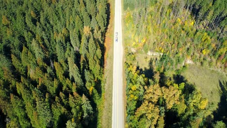 Aerial-view-of-vehicle-moving-on-road-at-countryside-4k