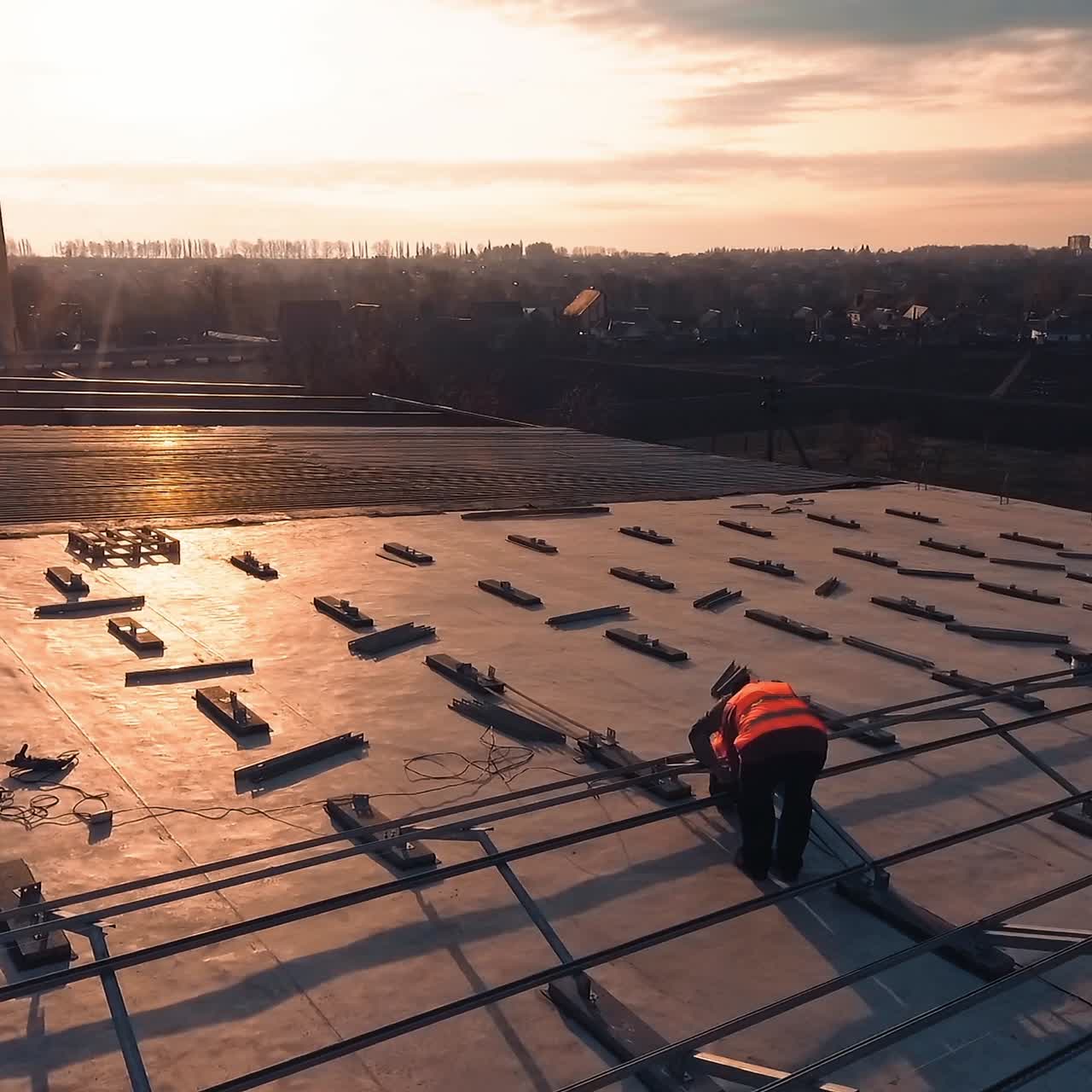 Electrician installing solar panel