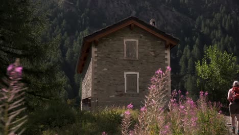 pequeña casa de piedra en los alpes